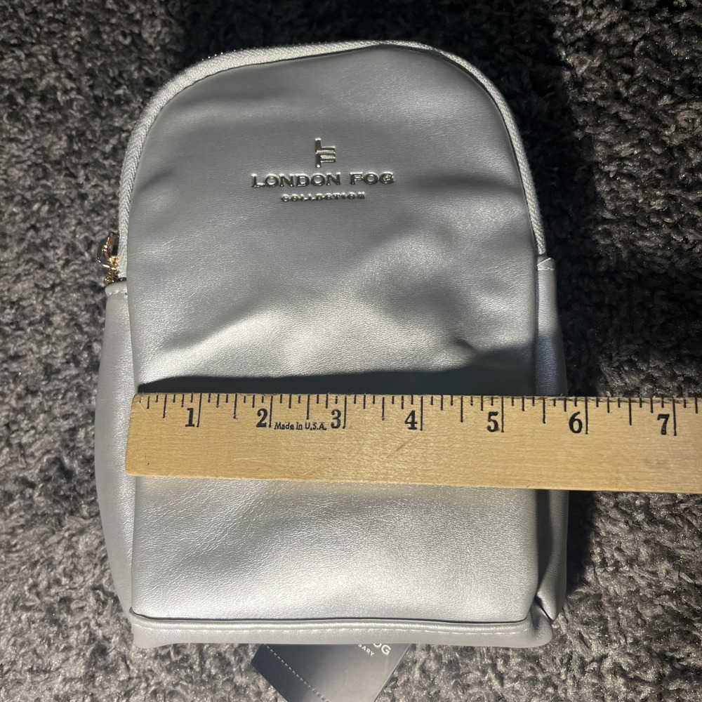 NWT London Fog Silver Color‎ Small Sling bag Double Zip compartment + Inside Zip - Picture 7 of 10